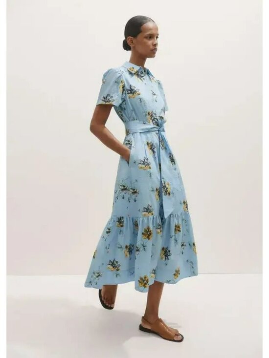 ME+EM Dresses & Skirts - ME+EM Scattered Anemone Print Seersucker Midi Dress